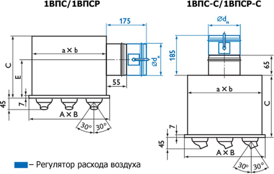 Панельные воздухораспределители сопловые 1ВПС, 1ВПСР