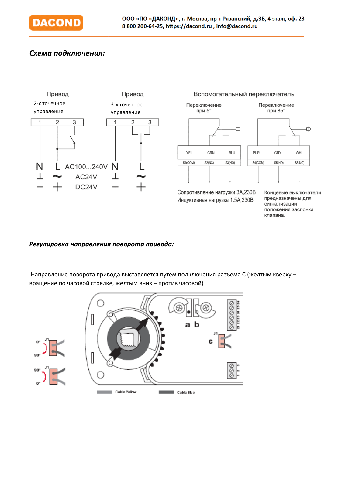 Электропривод DACOND DAC-LMC230-16S (16 Н·м, 230 В, без пружины)