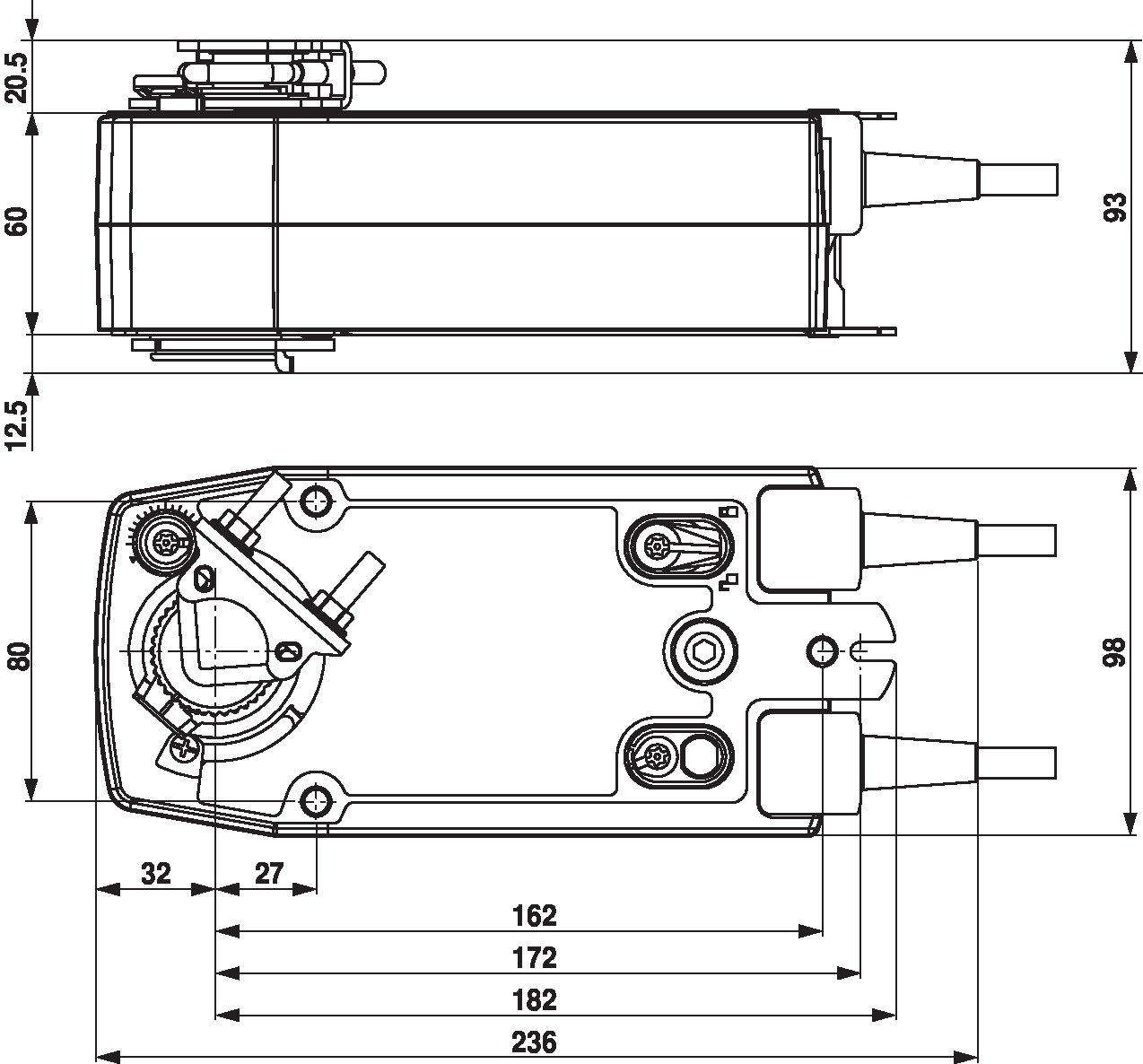 Габаритный чертёж Belimo SF24A-SZ-S2